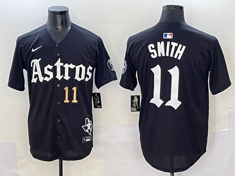Men 2025 Houston Astros 11 Smith Black Five generations Joint Name Nike MLB Jersey style 38